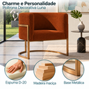 Ver imagem 2 de Poltrona Decorativa Luna Bouclé Premium para Sala Escritório Recepção Base Circular em Ferro Madeira