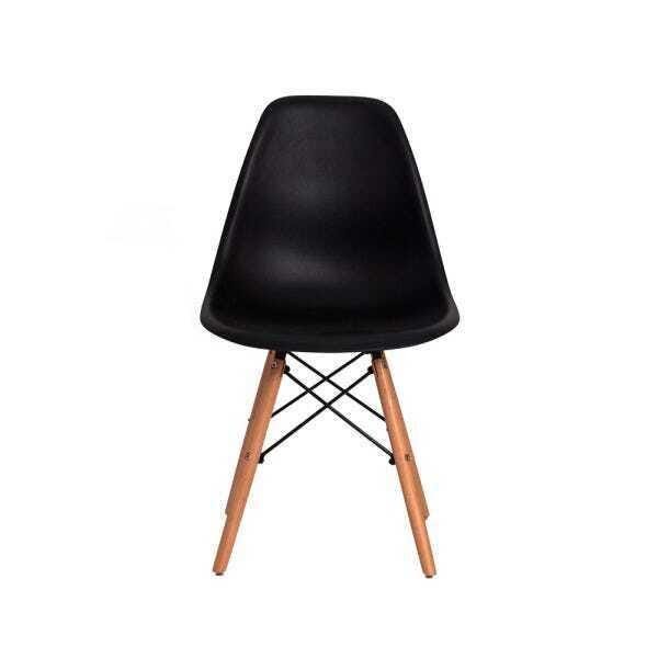 Kit 6 Cadeiras Eiffel Eames Dsw Preta Base Madeira - 3