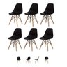 Kit 6 Cadeiras Eiffel Eames Dsw Preta Base Madeira - 1