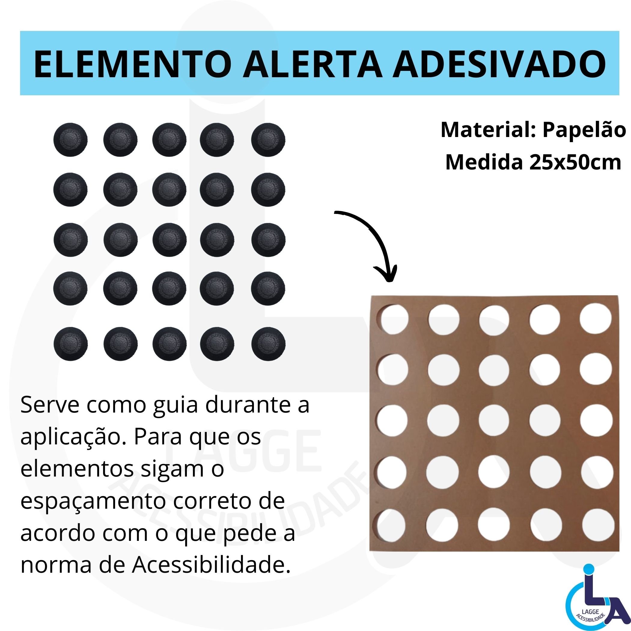 Elemento Tátil Alerta Pvc Adesivado Preto - 5