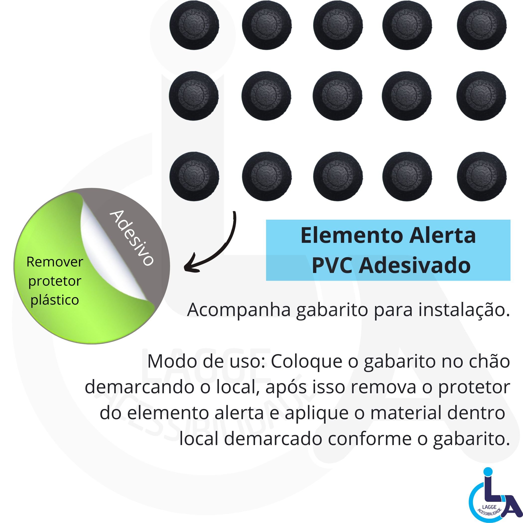 Elemento Tátil Alerta Pvc Adesivado Preto - 3