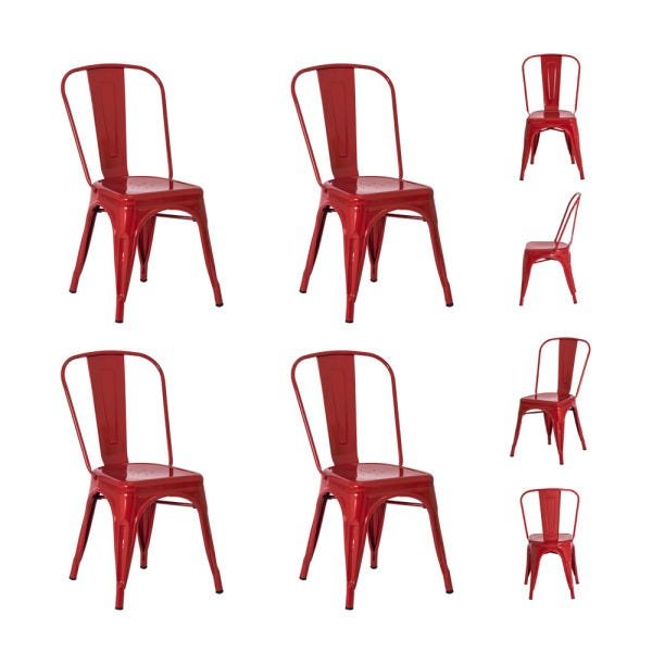 Kit 4 Cadeiras Tolix Iron Design Vermelha - 1