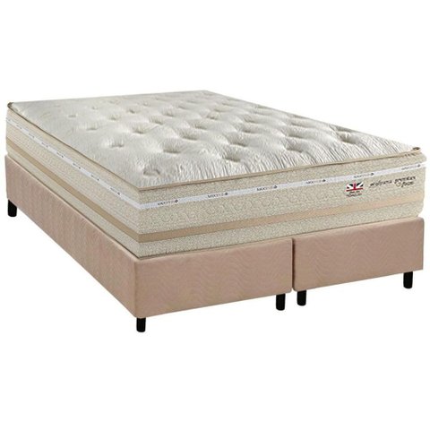 Conjunto Box Queen: Colchão Molas Herval Maxspring C1626 + Base Crc Suede Clean (158x198)