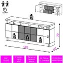 Ver imagem 4 de Buffet Balcão Quadriculado 3d 2 Portas 2 Gavetas 178cm