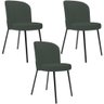 Kit 3 Cadeiras Sala de Jantar Estofada Gavi L02 Linho Verde Musgo - Lyam Decor - 1
