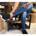 Ver imagem 2 de Banco Sapateira Ferro E Madeira Preto/Imbuia