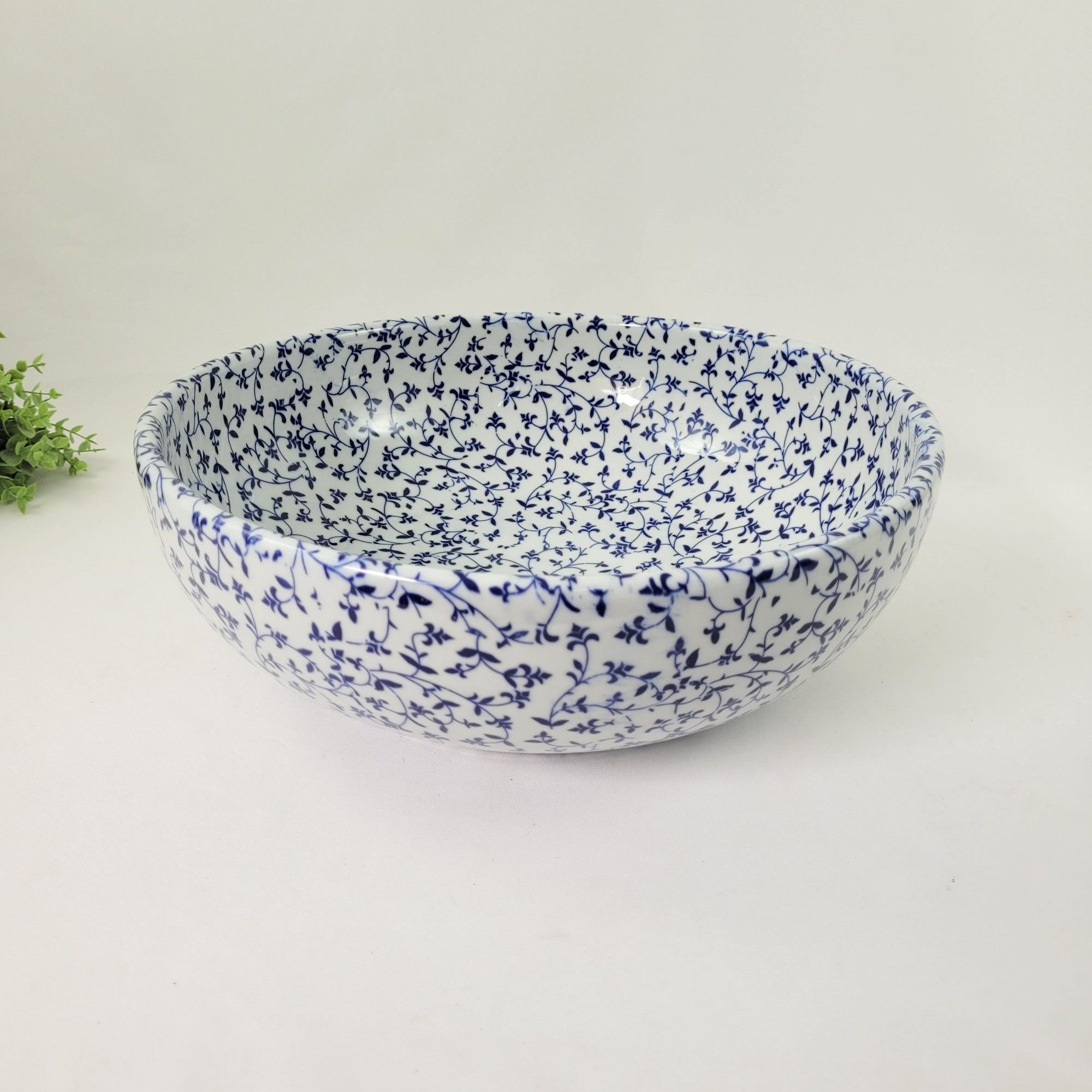 Cuba de Apoio Banheiro Lavabo Decorada Branca Azul 41x16cm - 6