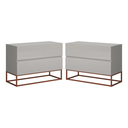 Ver imagem 1 de Conjunto 2 Mesas de Apoio de Cabeceira Eros 60cm Base Metálica Cobre para Quarto Moderno:off White