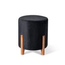 Ver imagem 1 de Puff Decorativo Redondo em Suede na Cor Preto