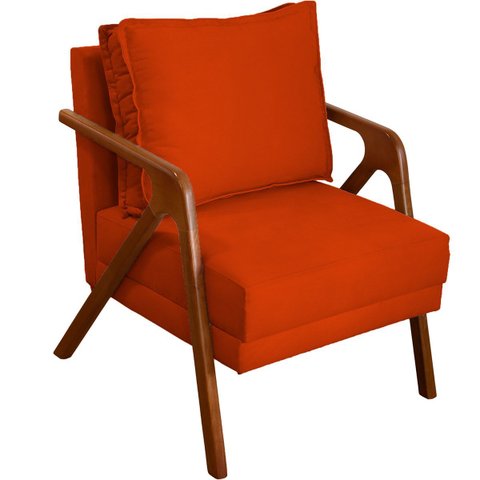 Poltrona Decorativa para Sala Recepção Consultório Reforçada em Madeira Maciça Shine Suede