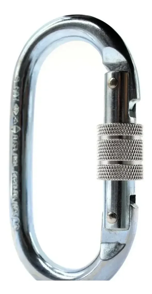 02 Mosquetão Oval Aço Trava Rosca 25KN Nbr Ce En U