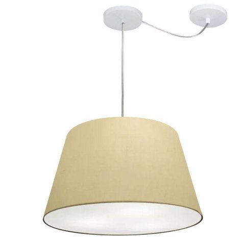 Lustre Pendente Cone com Desvio Md-4279 Cúpula 21/30x40cm Algodão Crú - Bivolt