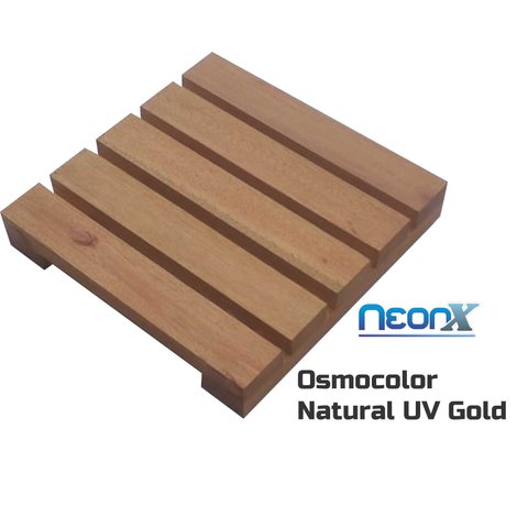 Deck de Madeira Modular 25x25 Cm Réguas 4 Cm com Pintura Neonx:osmocolor Natural Uv Gold