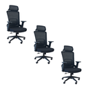 Ver imagem 2 de Kit 3 Cadeiras de Escritório Presidente Ergonômica Oficial Corporativa Lux Apoio Nuca