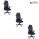 Ver imagem 3 de Kit 3 Cadeiras de Escritório Presidente Ergonômica Oficial Corporativa Lux Apoio Nuca