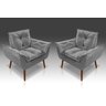 Kit 02 Poltrona Decorativa Opala Suede Cinza Claro - Pandora Decor - 1