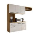 Ver imagem 5 de Cozinha Suspensa Belíssima MDP Armário Aéreo Gaveta Nichos Design Moderno:Freijo/Off White