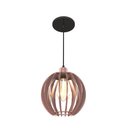 Ver imagem 1 de Luminária Pendente Andrômeda D22 Cm Wood Filetes Cobre