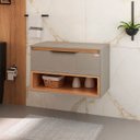 Ver imagem 3 de Conjunto para Banheiro Isadora Suspenso 80 Espelheira Flex com Cuba Quadrada Preta Fabribam Grigio/C