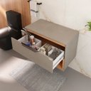 Ver imagem 4 de Conjunto para Banheiro Isadora Suspenso 80 Espelheira Flex com Cuba Quadrada Preta Fabribam Grigio/C
