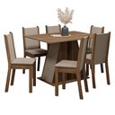 Ver imagem 3 de Conjunto Sala de Jantar Mesa Tampo de Madeira 6 Cadeiras Rustic/crema/bege Wendy Madesa