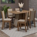 Ver imagem 1 de Conjunto Sala de Jantar Mesa Tampo de Madeira 6 Cadeiras Rustic/crema/bege Wendy Madesa