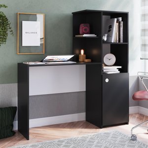 Escrivaninha com Estação de Trabalho Capri 123cm 01 porta ES130 Art in Móveis - Preto