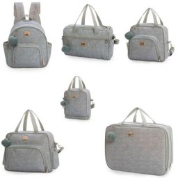 Kit bolsa Maternidade Barcelona 6 Peças Cinza - Hug - Cinza - 1