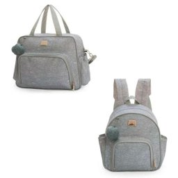 Kit Bolsa Maternidade Barcelona 2 Peças Cinza - Hug - Cinza - 1