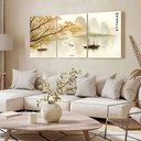 Ver imagem 2 de Kit3 Quadro Decorativo Paisagem Japonesa Japão Mar Barco Pôr do Sol Sala Qualidade Premium 40x28cm