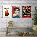 Ver imagem 2 de Kit 3 Quadros Decorativos Rocky Balboa Vermelhos 33x24cm - com Vidro:madeira Preta