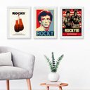 Ver imagem 1 de Kit 3 Quadros Decorativos Rocky Balboa Vermelhos 33x24cm - com Vidro:madeira Preta