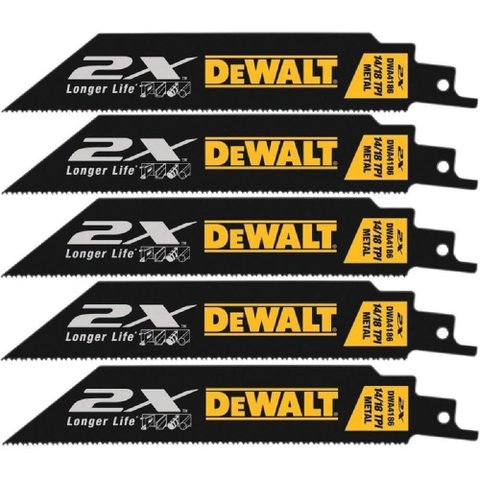 Lâmina para Serra Sabre Bi-Metal para Metais Alto Desempenho 6"" 14/18 Tpi 5 Peças - DWA4186 - Dewal