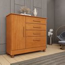 Ver imagem 4 de Conjunto Guarda Roupa Casal com Puxador MDF Portugal com Pés, Cama Casal Monaco e Cômoda Chicago Beg