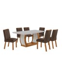 Ver imagem 3 de Conjunto Sala de Jantar Mesa Luanda Tampo de Vidro Canto Reto 6 Cadeiras Luanda Yescasa