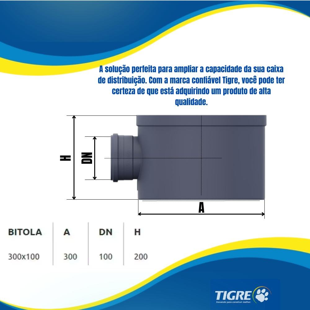 Prolongamento de Caixa Múltipla Pvc Cinza Água Esgoto Gordura Dn 300mm com 1 Entrada Dn 100mm - 4