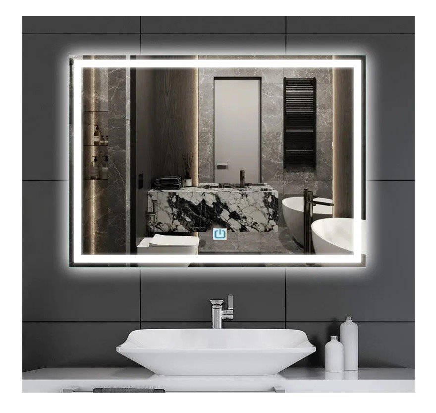 Espelho Jateado Iluminado com Led Frio e Touch 90x60cm Horizontal