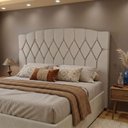 Ver imagem 3 de Cabeceira Estofada para Cama Box Casal Belize de 1,40m