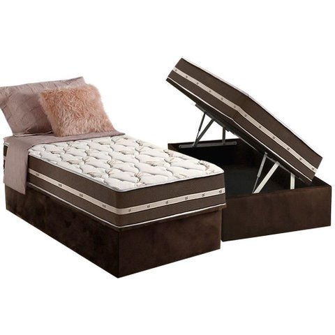 Cama Box Baú Solteiro: Colchão Molas Ensacadas D Angelis Anjos Superlastic Classic + Base Crc
