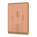 Ver imagem 1 de Guarda Roupa Solteiro 4 Portas e 3 Gavetas Valência Nature/camarim - Pallazio