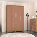 Ver imagem 2 de Guarda Roupa Solteiro 4 Portas e 3 Gavetas Valência Nature/camarim - Pallazio