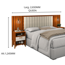 Ver imagem 3 de Cabeceira Queen Box Onix Estofada C/ Mesa de Cabeceira Gaveta e Prateleira - Vitamov: Cinamomo/off