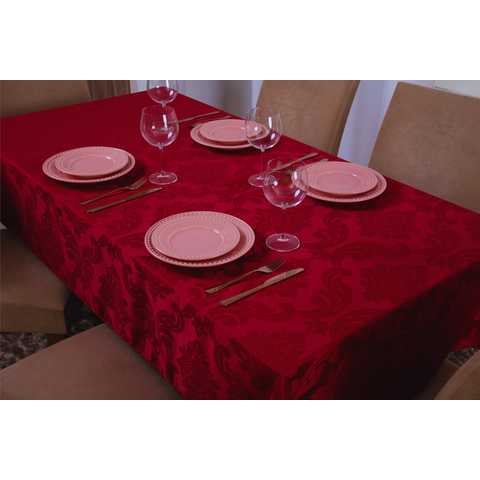 toalha de mesa quadrada 4 lugares tecido jacquard 1,35x1,50:bordo
