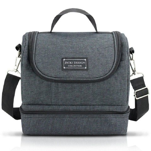 Conjunto Bolsa Térmica C- 2 Compartimentos com Pote Marmita e Porta Talheres com Porta Escova Preto