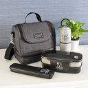 Ver imagem 2 de Conjunto Bolsa Térmica C- 2 Compartimentos com Pote Marmita e Porta Talheres com Porta Escova Preto