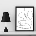 Ver imagem 1 de Quadro Decorativo Minimalista Café One line 24x18cm:madeira Branca