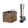 Kit Cesto de Lenha Vime e Acessórios Limpeza para Lareira - 1
