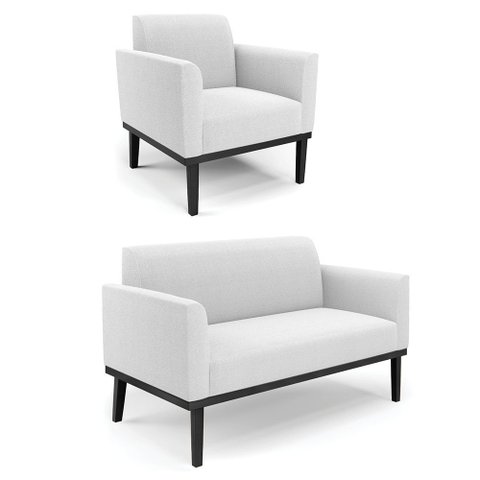 Namoradeira e Poltrona Base Madeira Preto Marisa Bouclê Off White D03 - D’Rossi