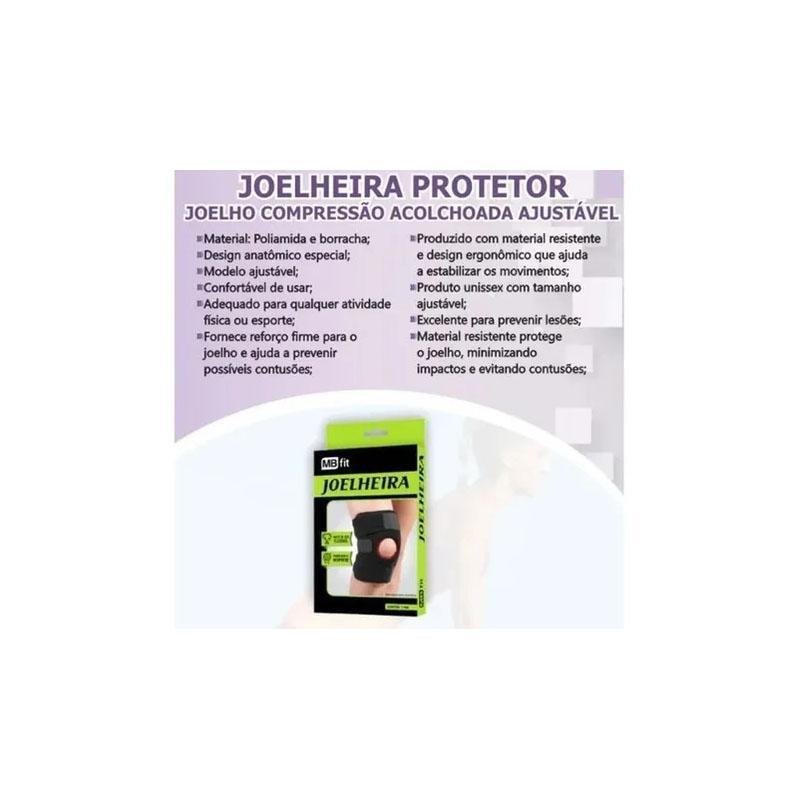 Joelheira Neoprene Ajustável Reforço Patelar Preta - 5