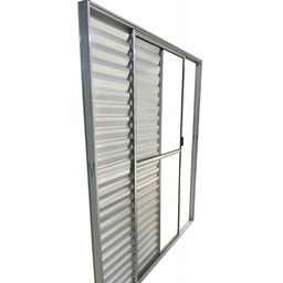 Porta Balcão de Aluminio Brilhante 3 Folhas Móveis com Trinco 2,10x1,20 - 2 Porta Balcão de Aluminio Brilhante 3 Folhas Móveis com Trinco 2,10x1,20 - 2